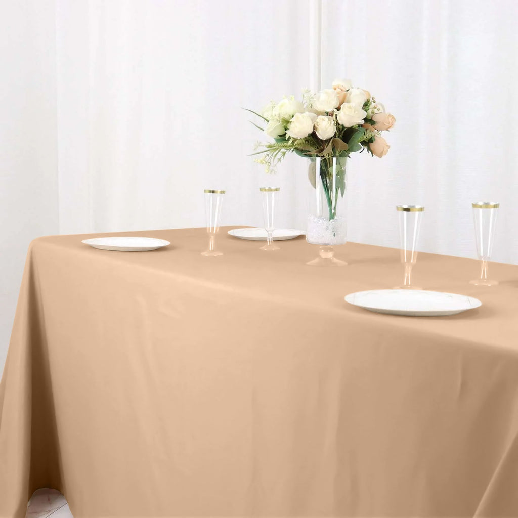 90x132in Rectangular Oblong Polyester Tablecloth Nude