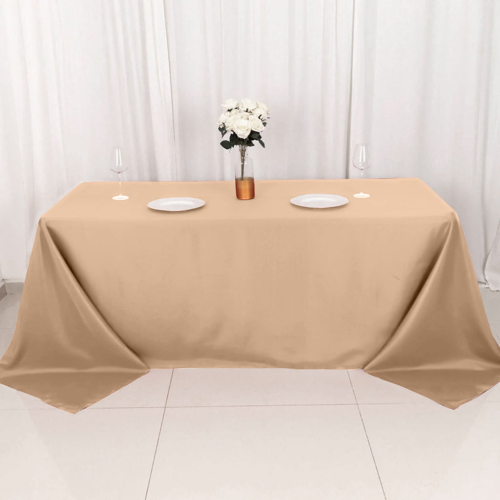 90x132in Rectangular Oblong Polyester Tablecloth Nude
