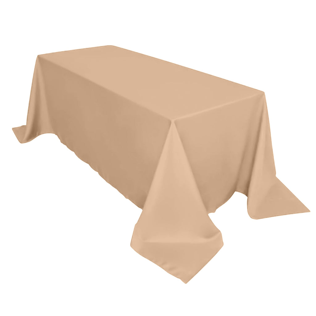 90x132in Rectangular Oblong Polyester Tablecloth Nude
