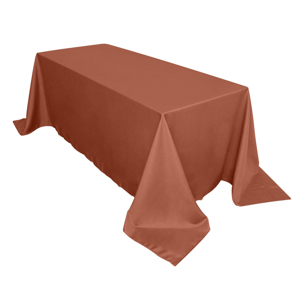 90x132in Rectangular Oblong Polyester Tablecloth Terracotta
