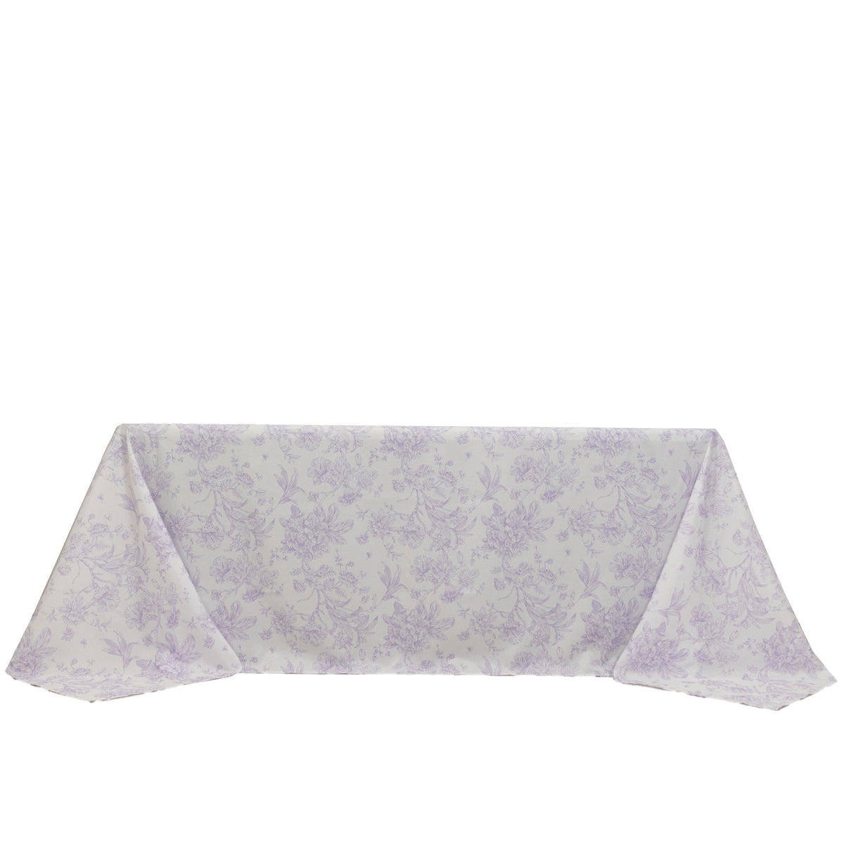 French Toile Polyester Tablecloth 90x132 Lavender Lilac