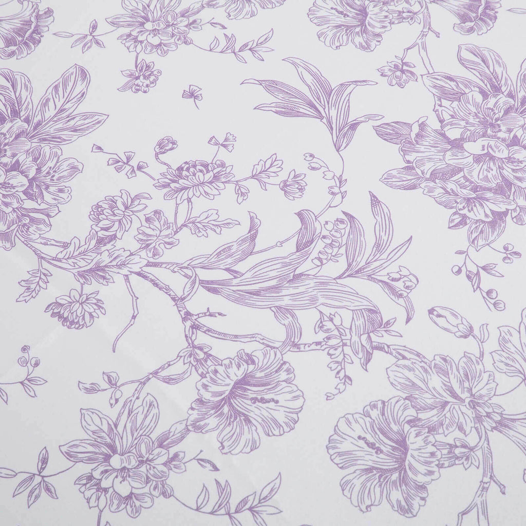 French Toile Polyester Tablecloth 90x132 Lavender Lilac