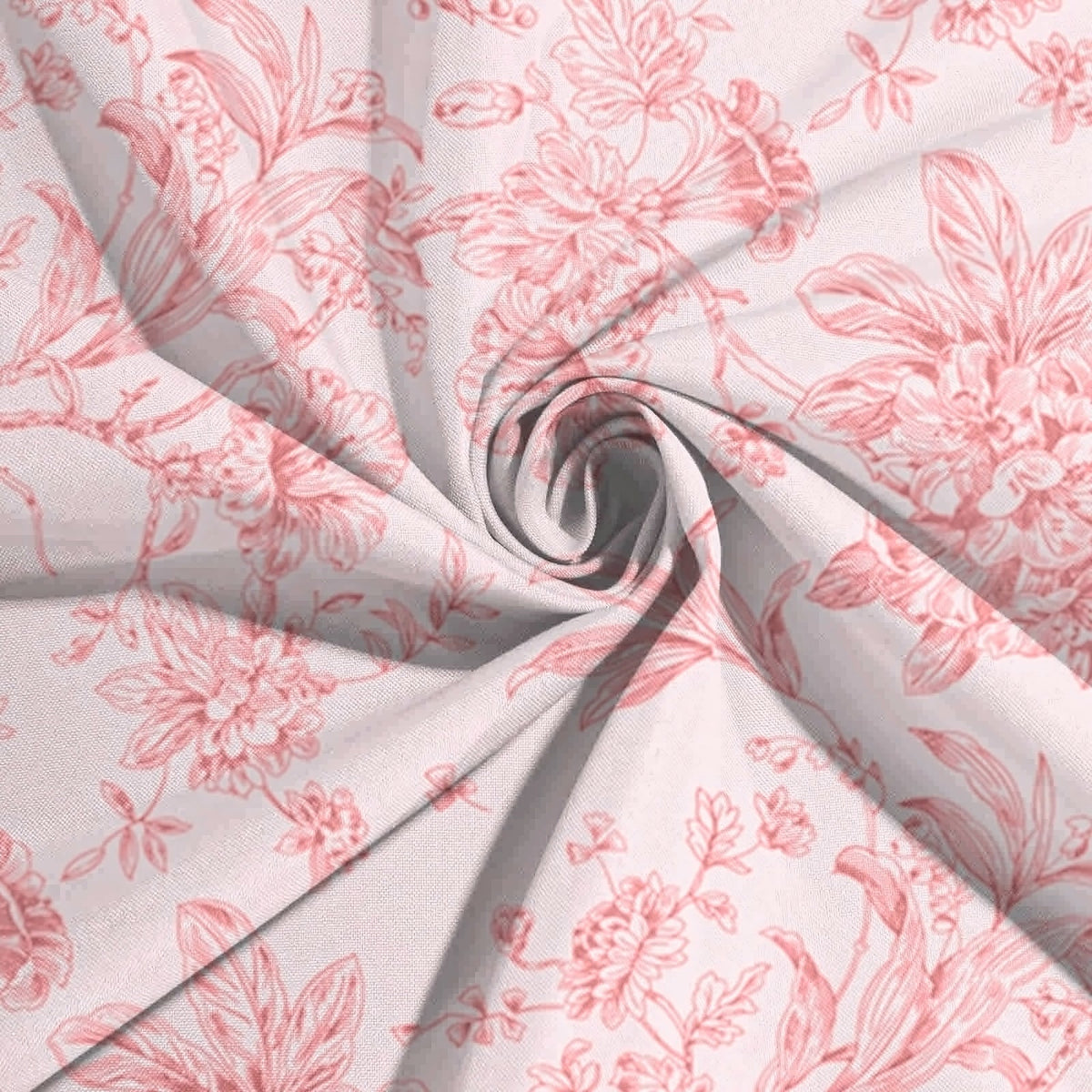 Polyester 90x132 Inch Rectangle Tablecloth French Toile White Pink
