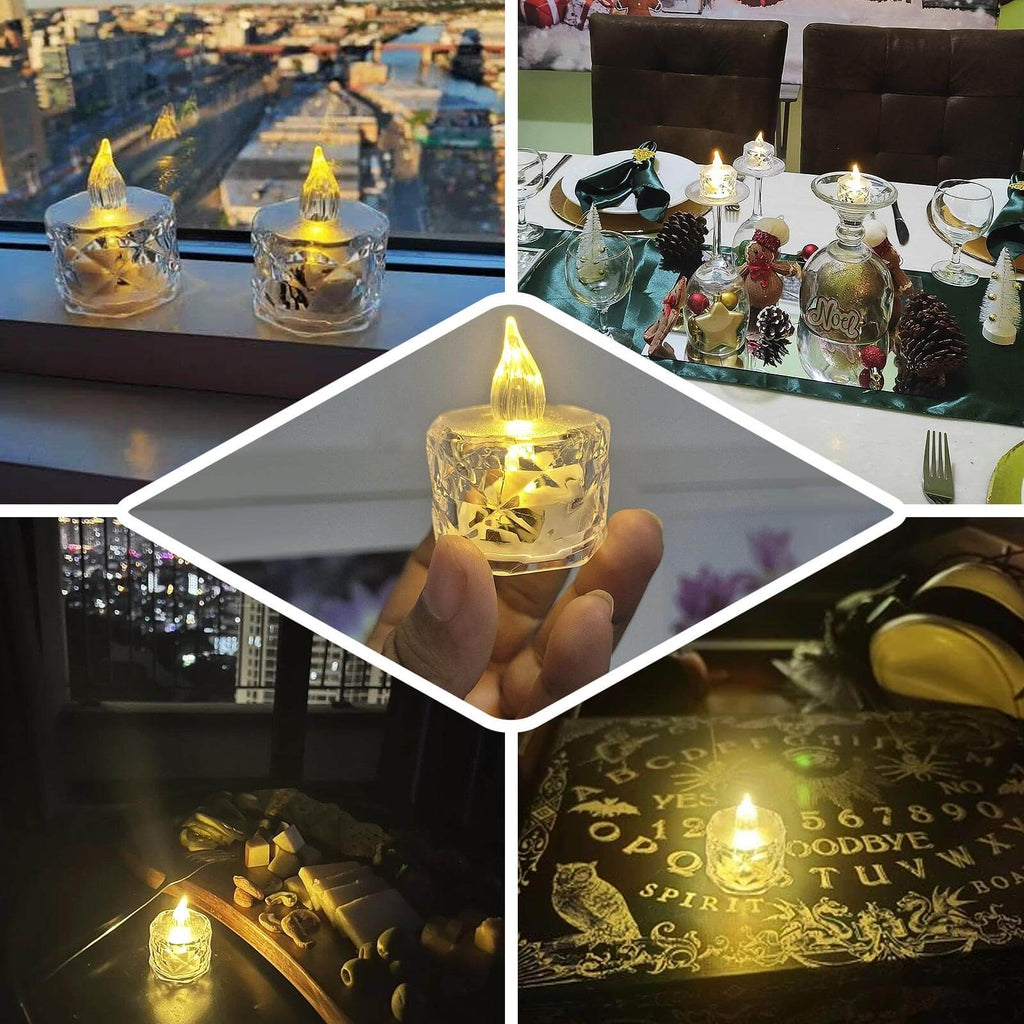 12-Pack 2in Diamond Style Flameless LED Tealight Candles Warm White