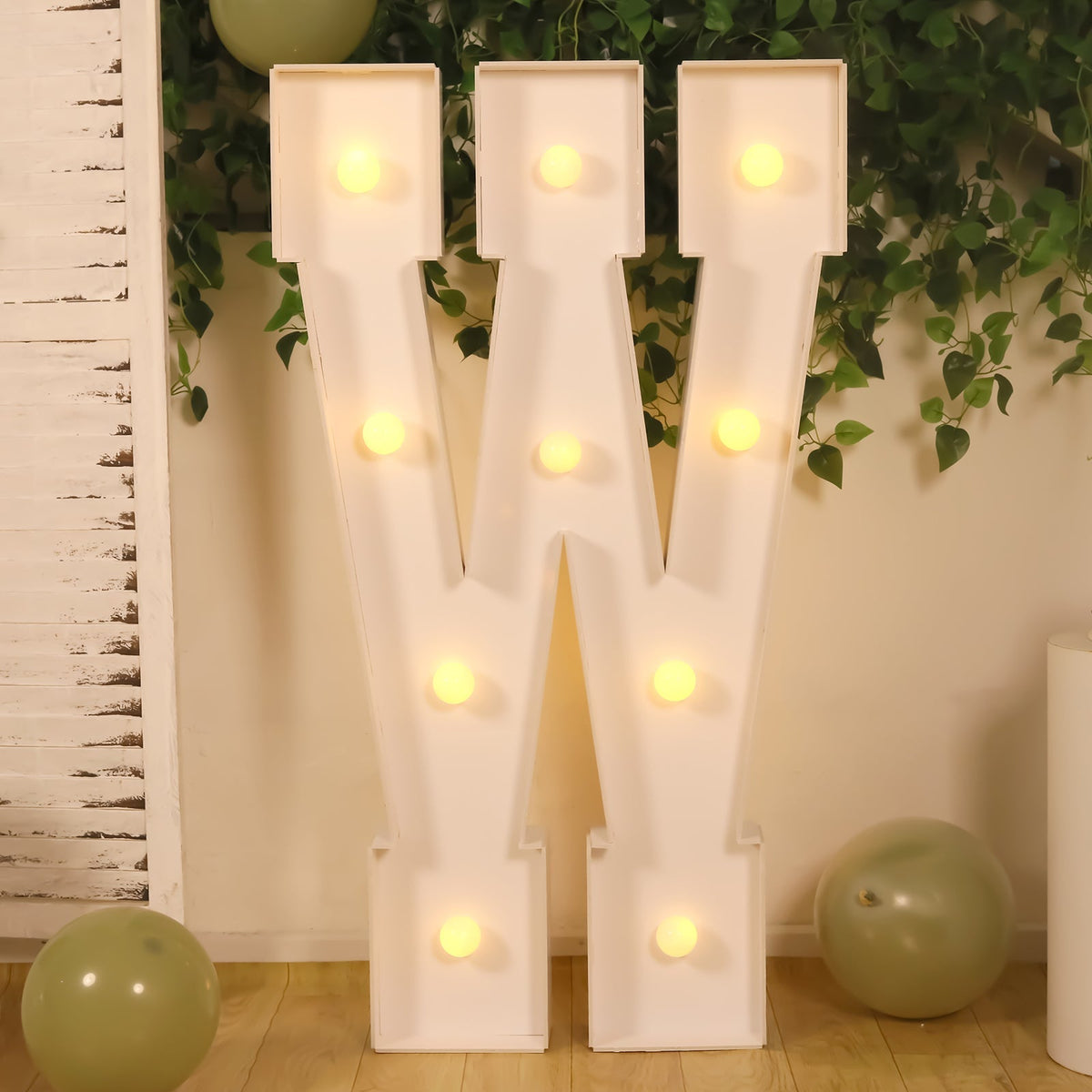 4ft Pre-Cut Foam Board Giant LED Marquee Light Letter W White