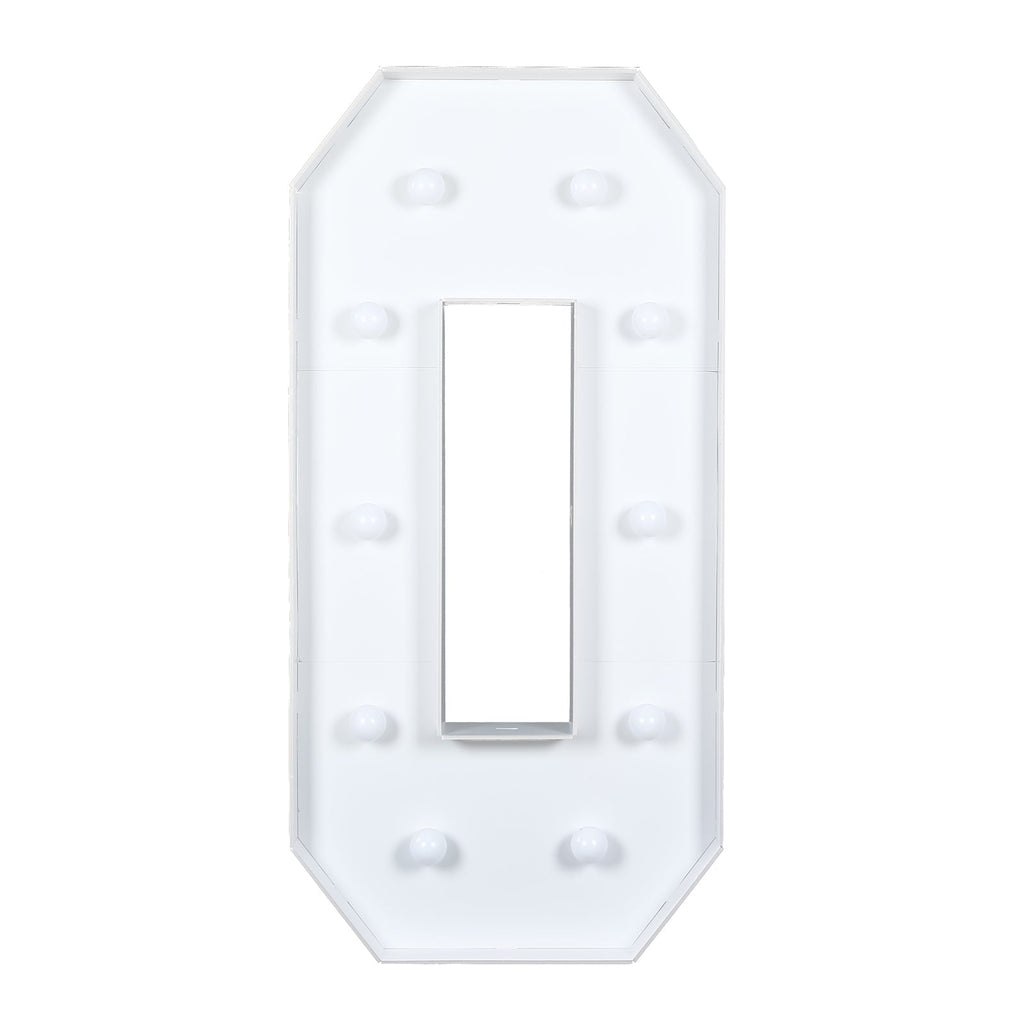 4ft Giant LED Marquee Light Up Number 0 Foam Board White