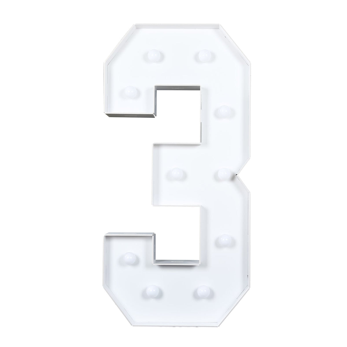 Giant 4ft LED Marquee Light Up Number 3 White Foam Board