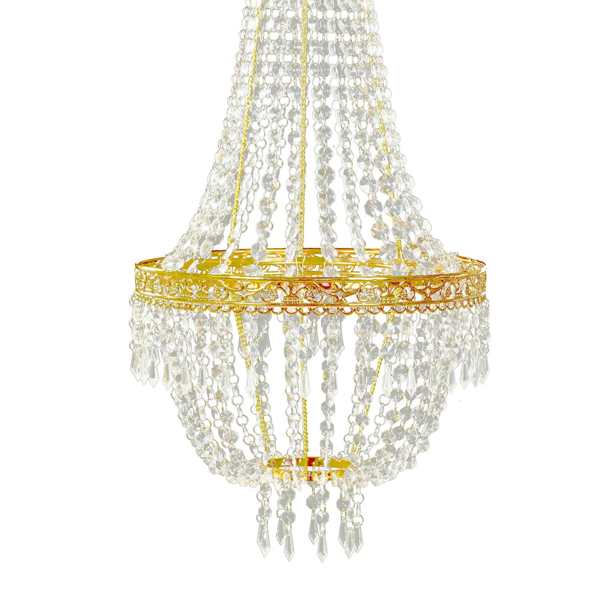 5ft Empire Style Beaded Crystal Chandelier Gold