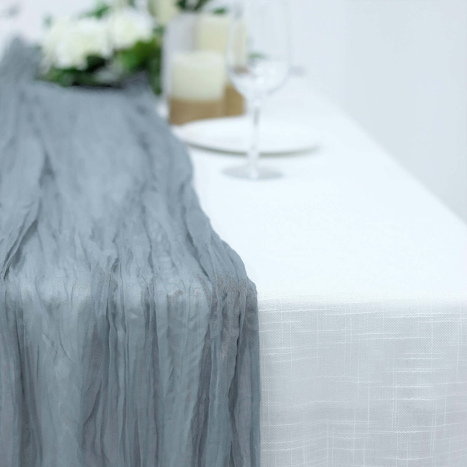 Gauze Cheesecloth 10ft Table Runner Dusty Blue Rustic Boho Style