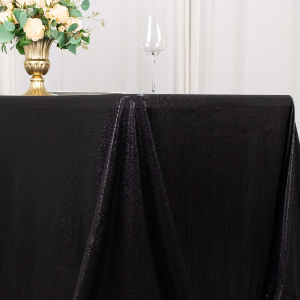 90x132 Inch Rectangular Oblong Sequin Dots Polyester Tablecloth Black