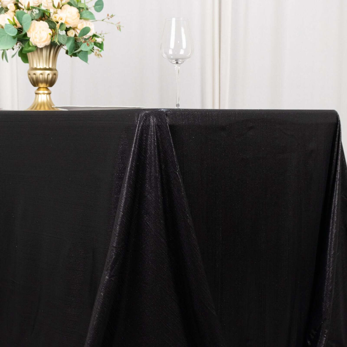 90x132 Inch Rectangular Oblong Sequin Dots Polyester Tablecloth Black
