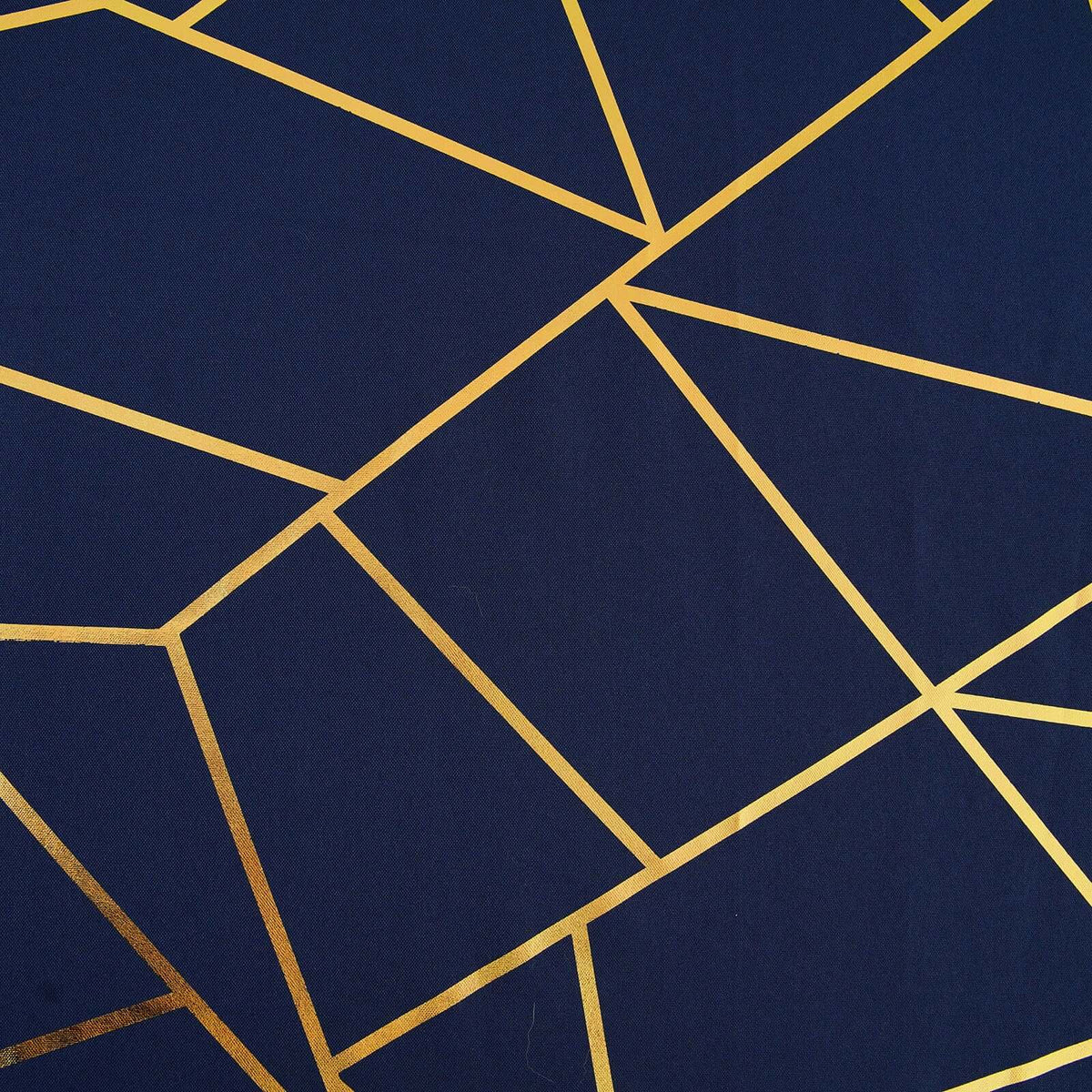 90x132in Rectangular Oblong Polyester Tablecloth Navy Blue and Gold
