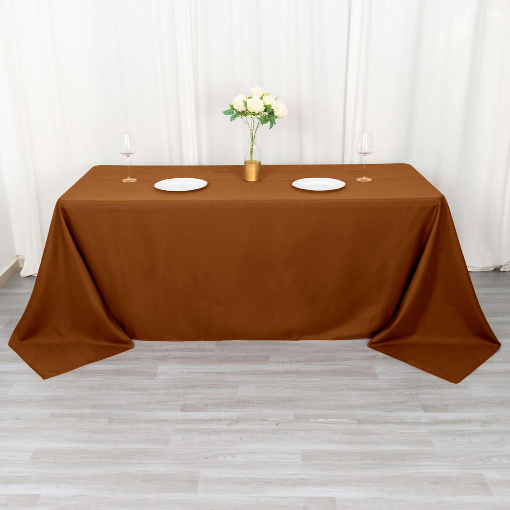 Polyester 90x132 Inch Rectangle Tablecloth Cinnamon Brown