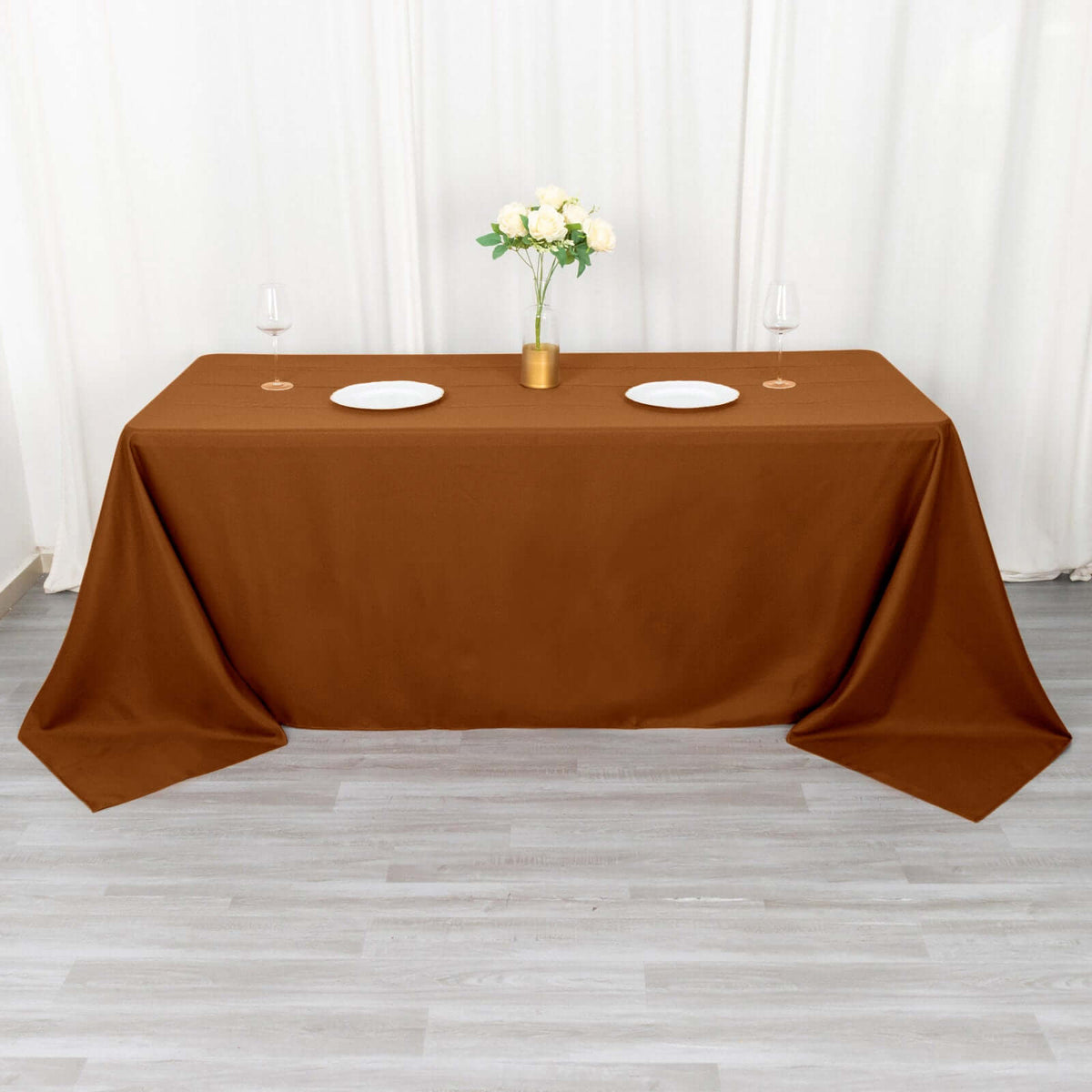 Polyester 90x132 Inch Rectangle Tablecloth Cinnamon Brown