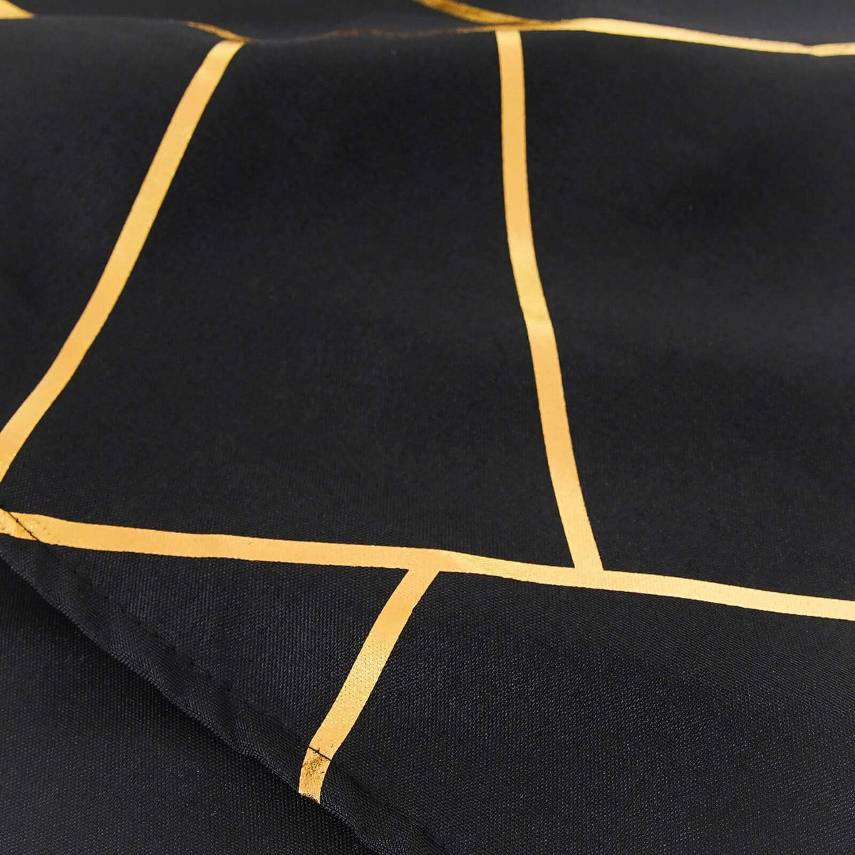 90x132in Rectangular Oblong Polyester Tablecloth Black and Gold