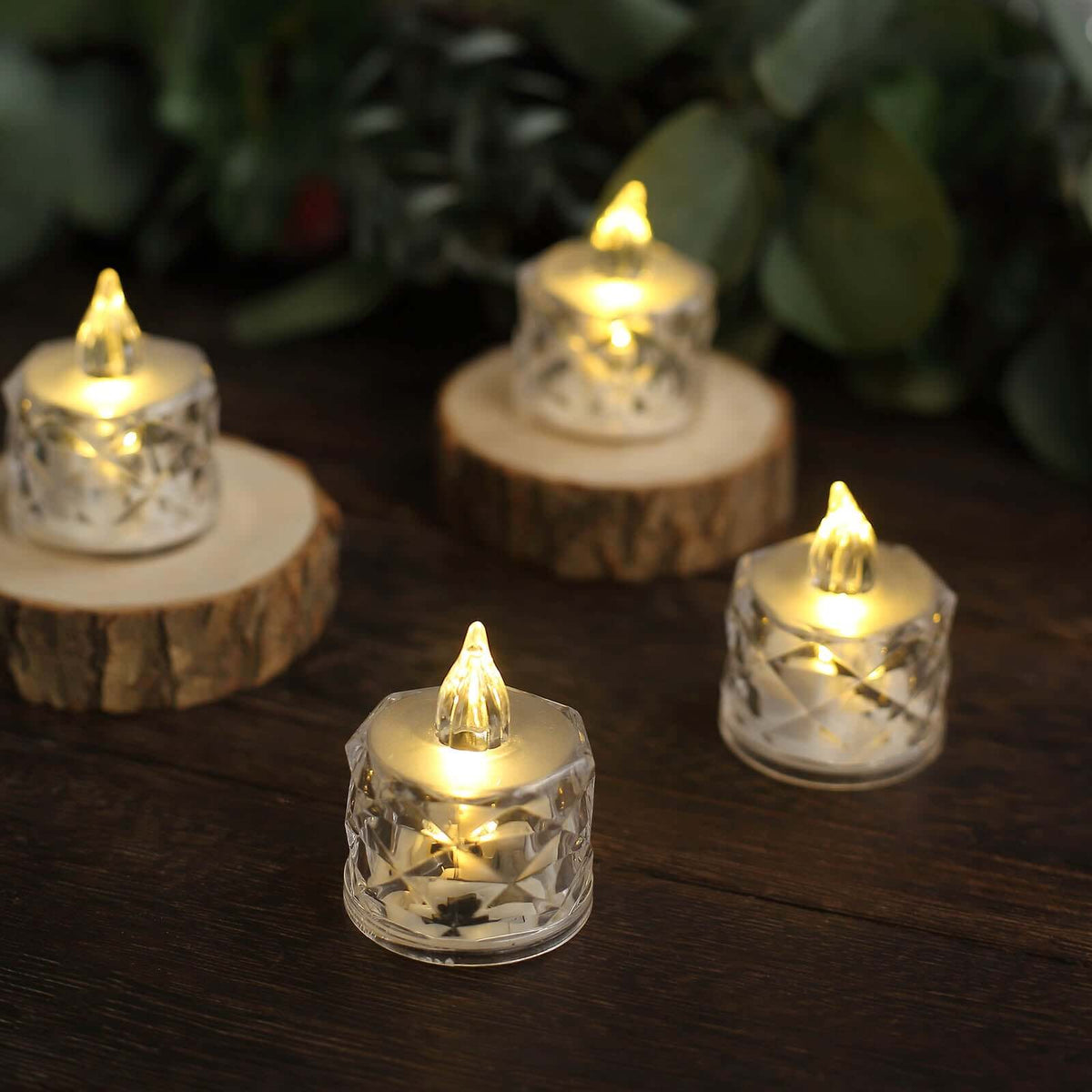 12-Pack 2in Diamond Style Flameless LED Tealight Candles Warm White