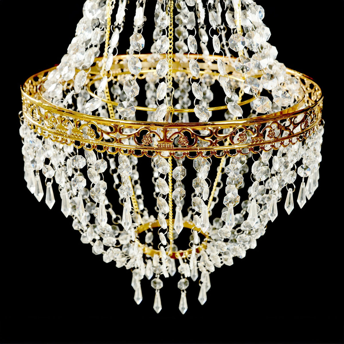 5ft Empire Style Beaded Crystal Chandelier Gold