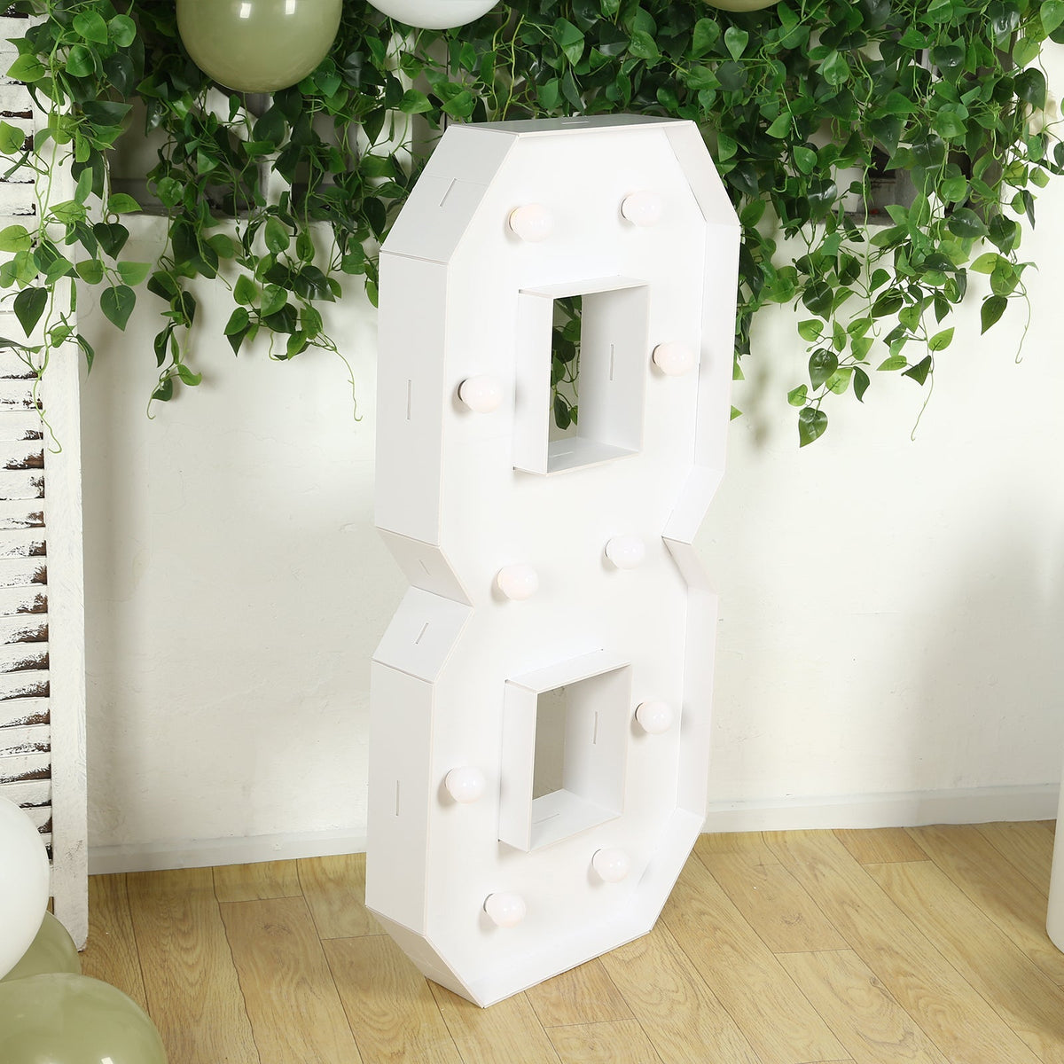 4ft Giant LED Marquee Light up Number 8 Foam Board White