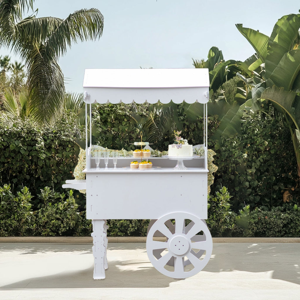 6ft Dessert Cart Display Stand with Wheels White