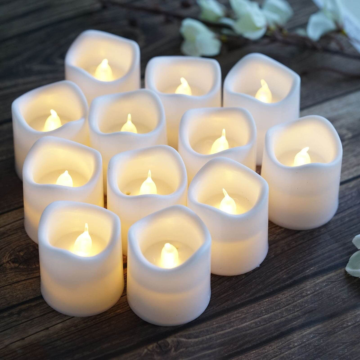 12-Pack 2x1.75in Classic LED Votive Candles White