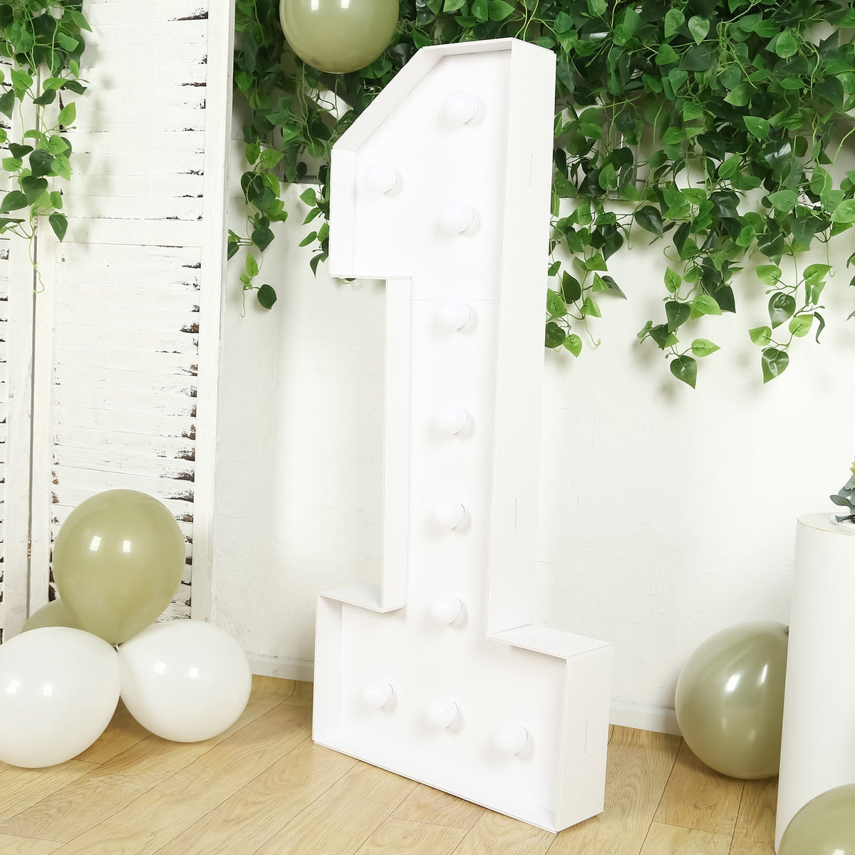 4ft Pre-Cut Foam Board Giant LED Marquee Light Number 1 White