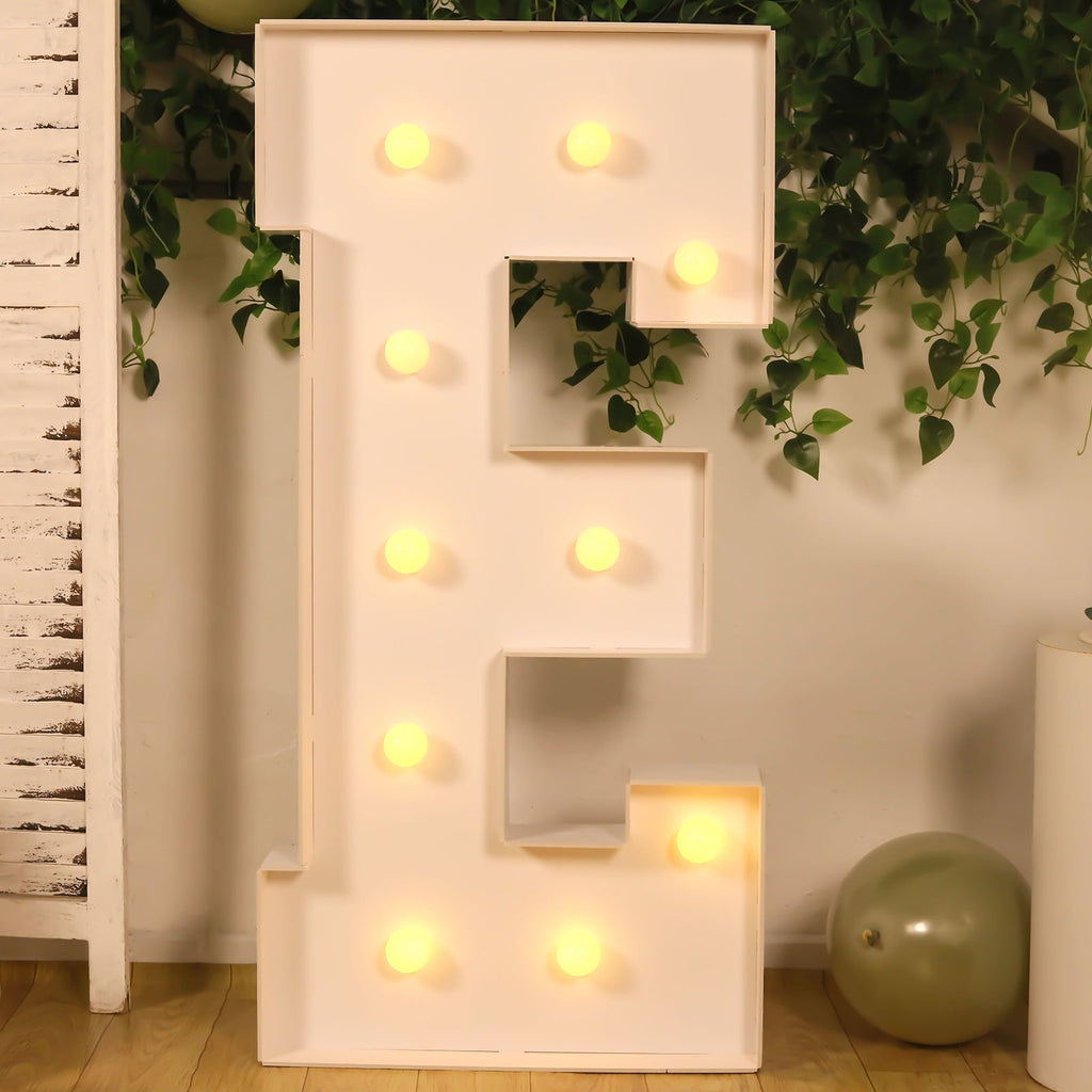Giant 4ft LED Marquee Light Up Letter E Foam Board White