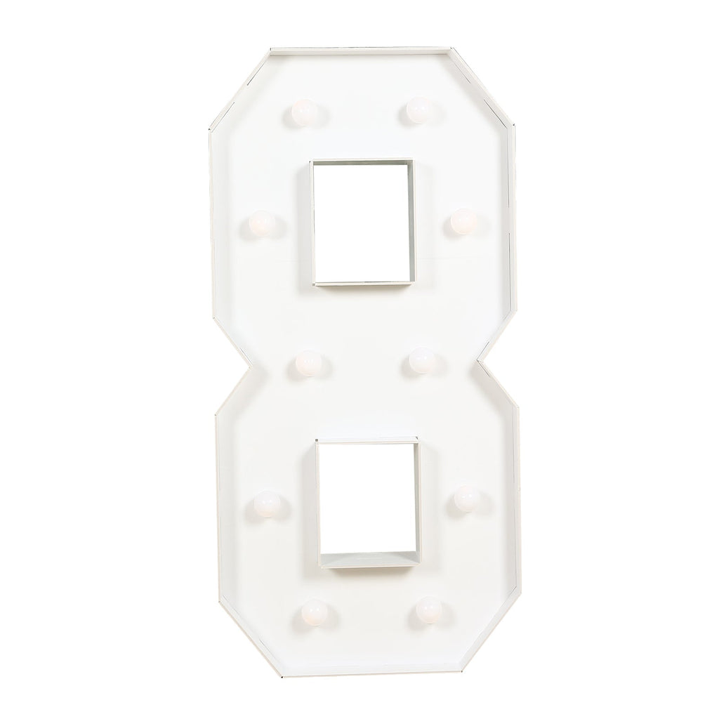 4ft Giant LED Marquee Light up Number 8 Foam Board White