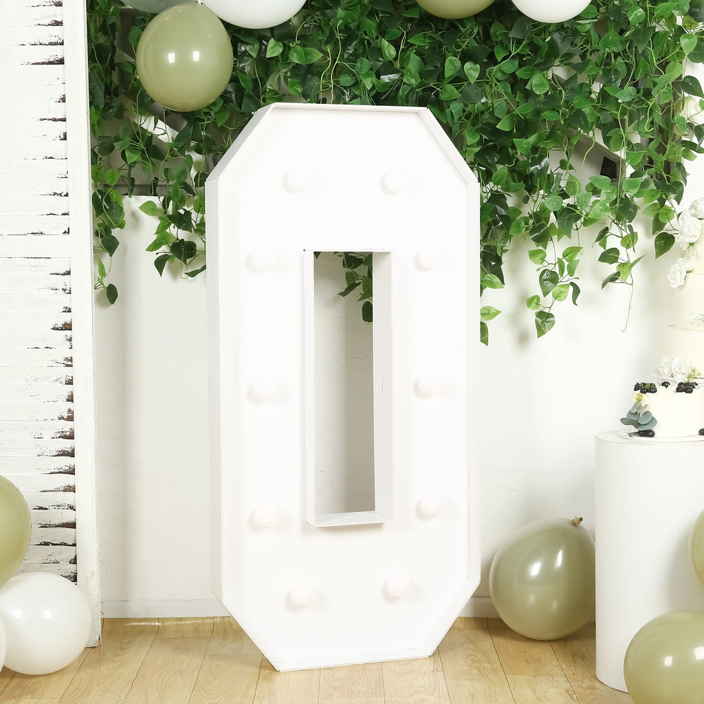 4ft Giant LED Marquee Light Up Number 0 Foam Board White