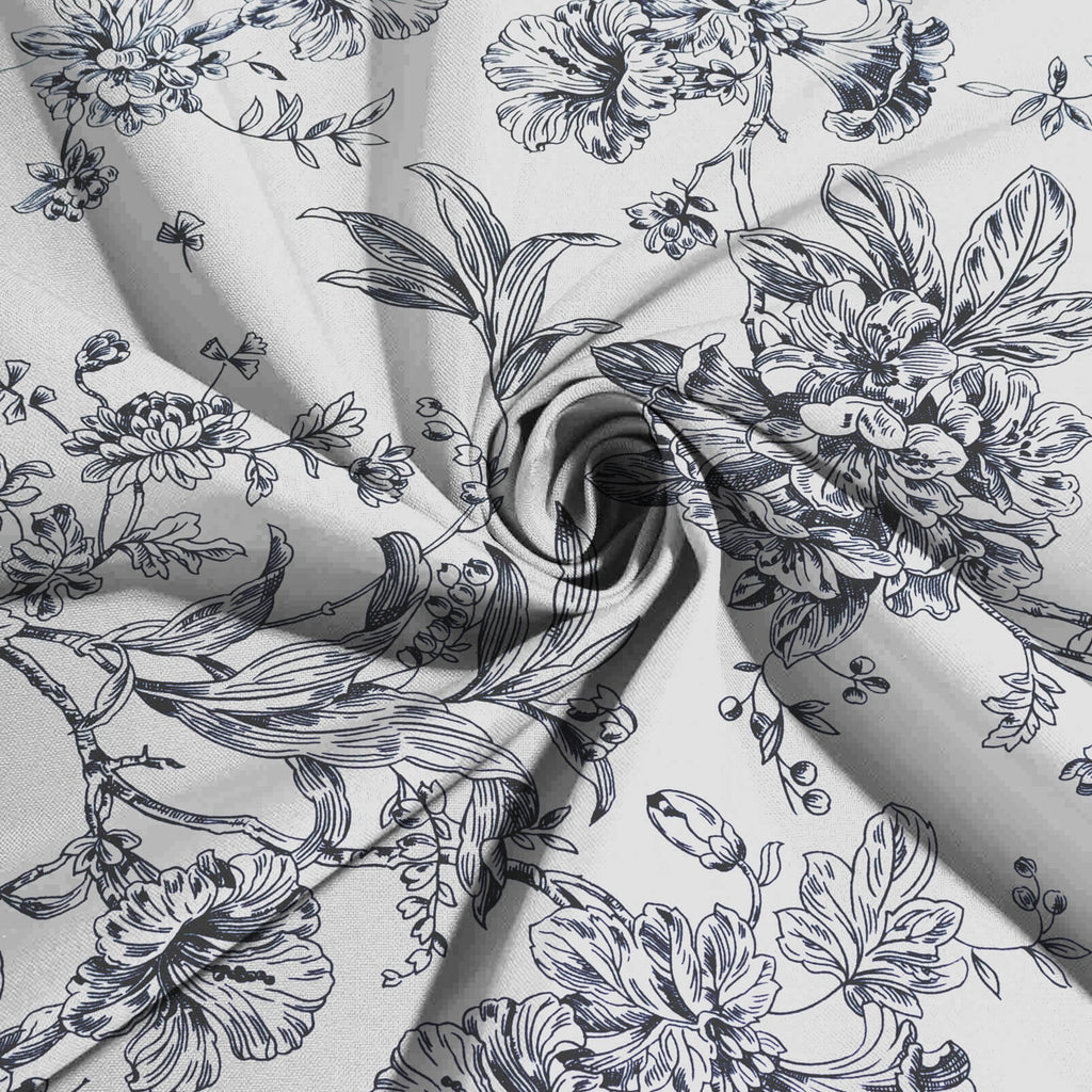 90x132in Rectangular Oblong Polyester Tablecloth French Toile White Black