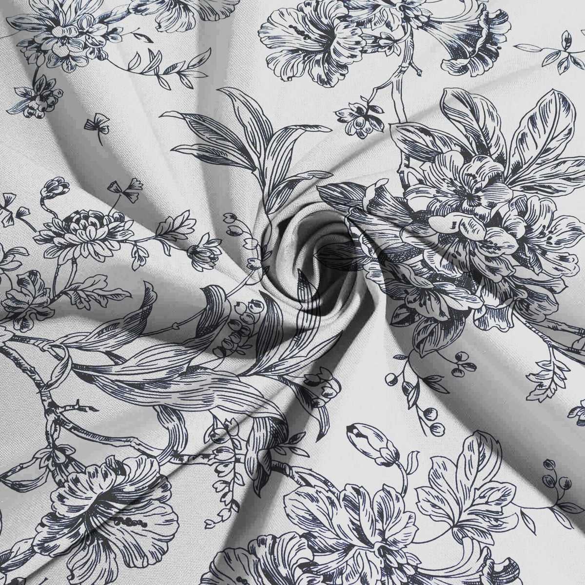 90x132in Rectangular Oblong Polyester Tablecloth French Toile White Black
