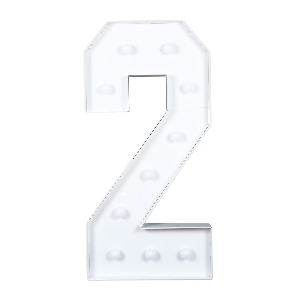 Giant 4ft LED Marquee Light Up Number 2 White Foam Board