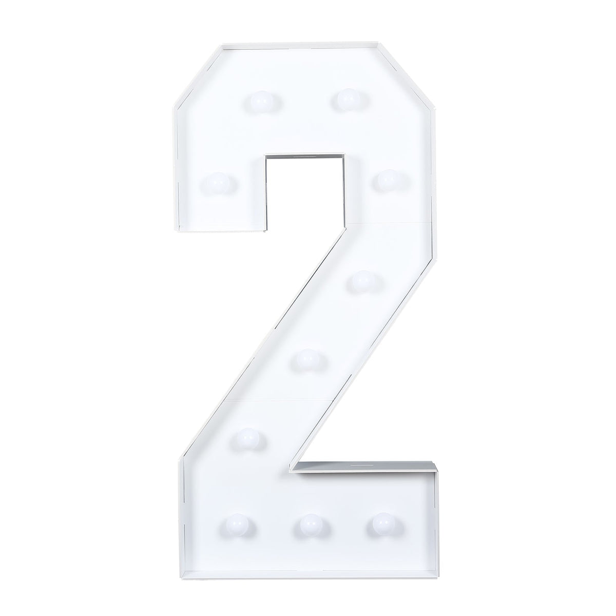 Giant 4ft LED Marquee Light Up Number 2 White Foam Board