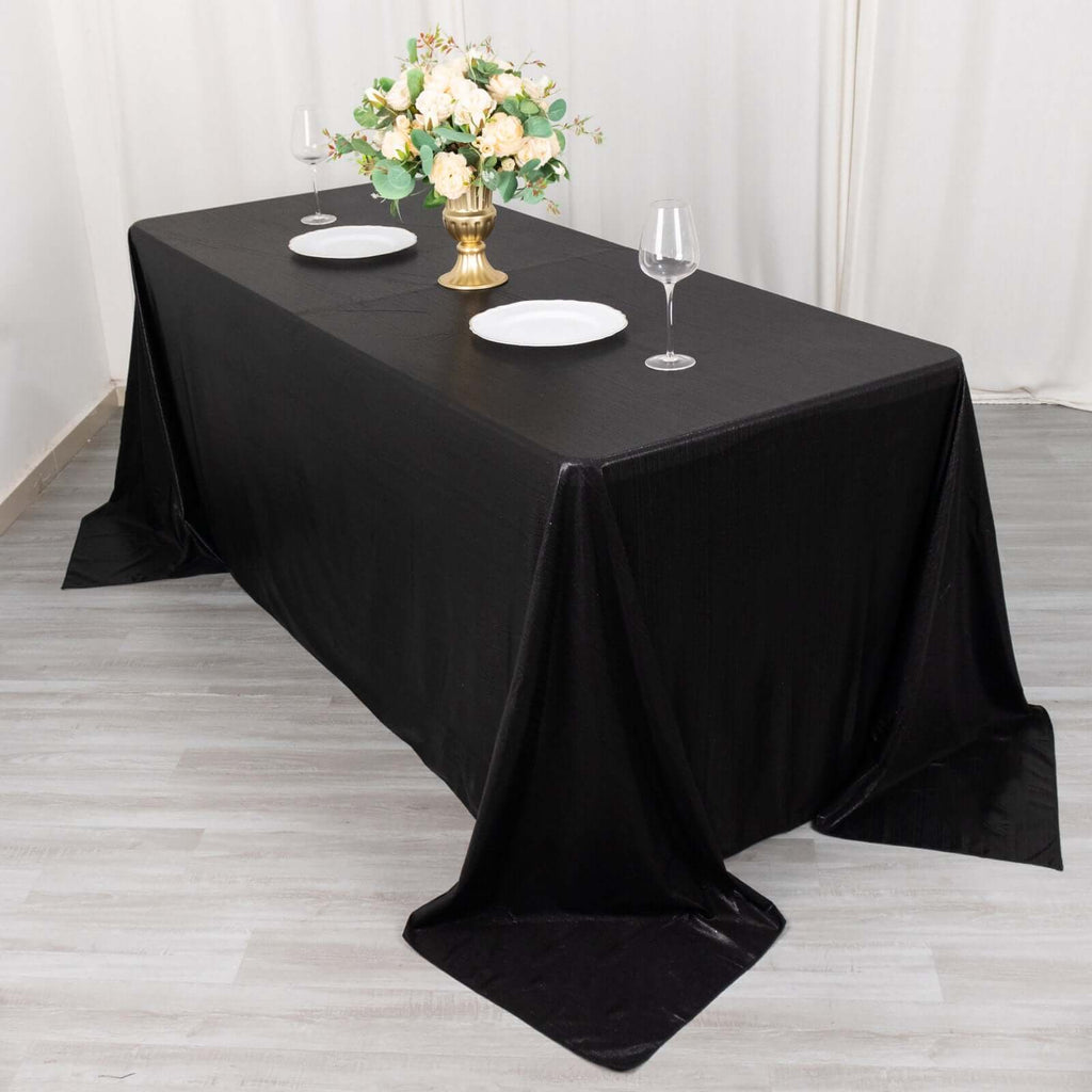 90x132 Inch Rectangular Oblong Sequin Dots Polyester Tablecloth Black
