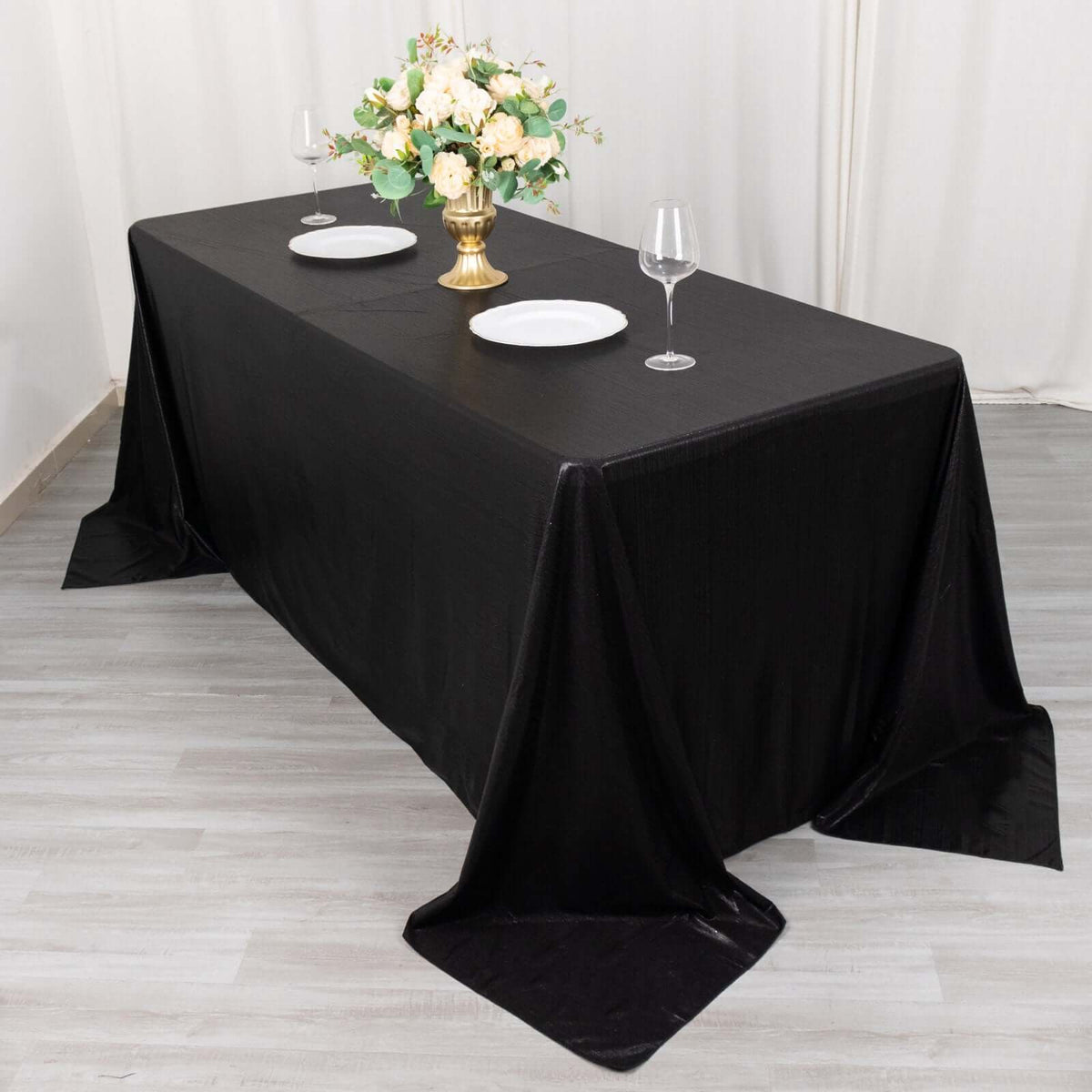90x132 Inch Rectangular Oblong Sequin Dots Polyester Tablecloth Black
