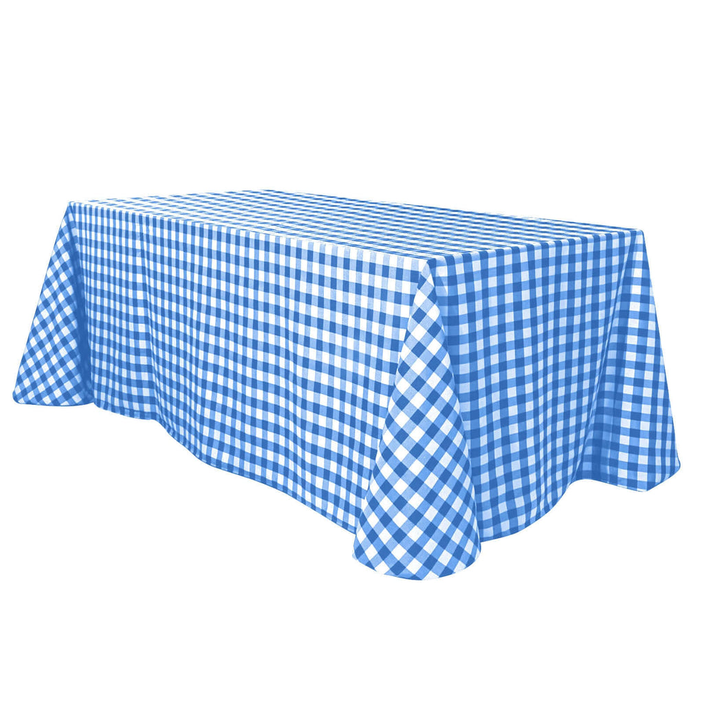 90x132in Rectangular Oblong Polyester Tablecloth White Blue