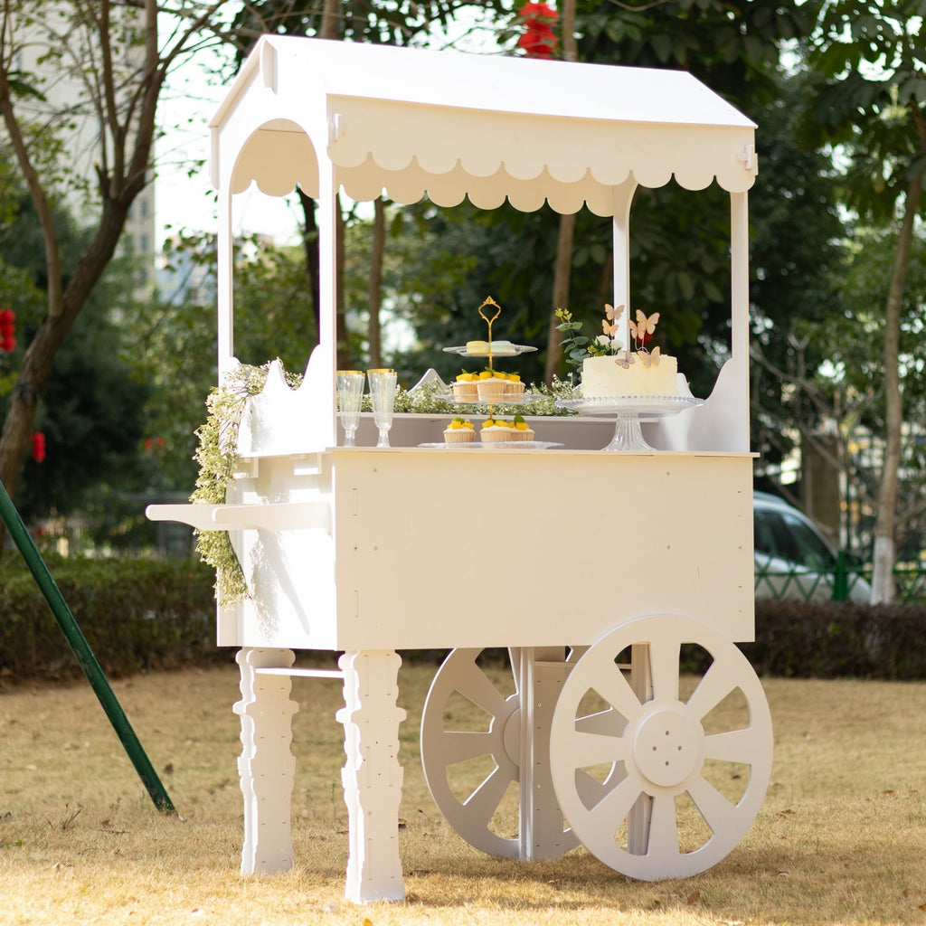 6ft Dessert Cart Display Stand with Wheels White