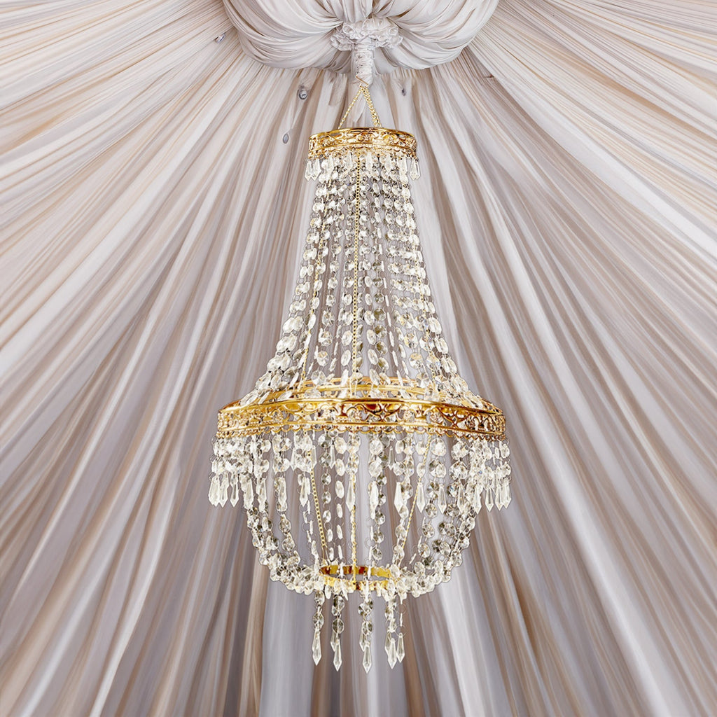 5ft Empire Style Beaded Crystal Chandelier Gold