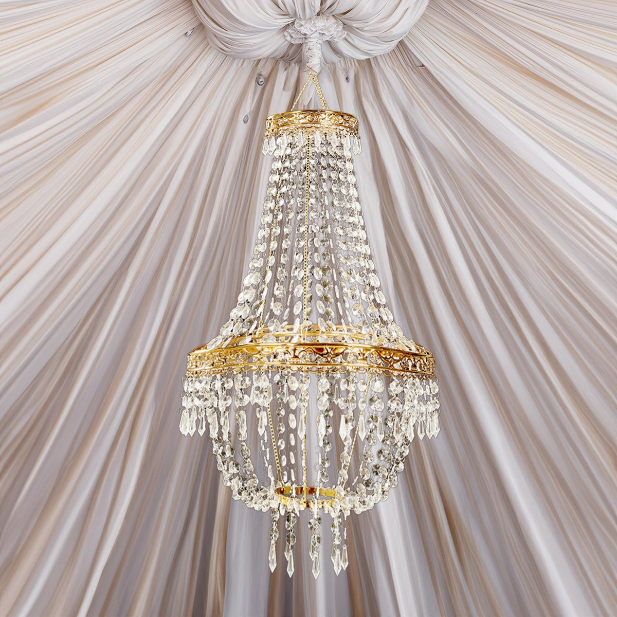 5ft Empire Style Beaded Crystal Chandelier Gold
