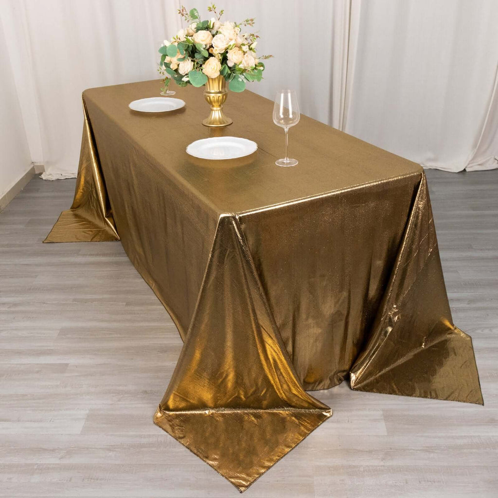 Sequin Dots Polyester Tablecloth 90x132 Antique Gold