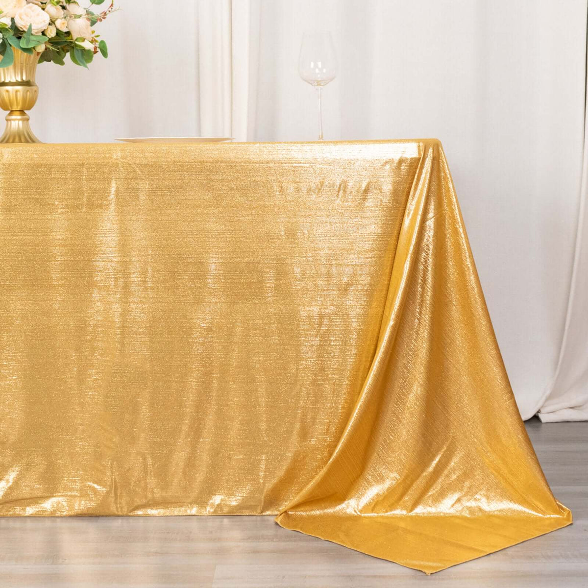 Sequin Dots Polyester 90x132 Inch Rectangle Tablecloth Gold