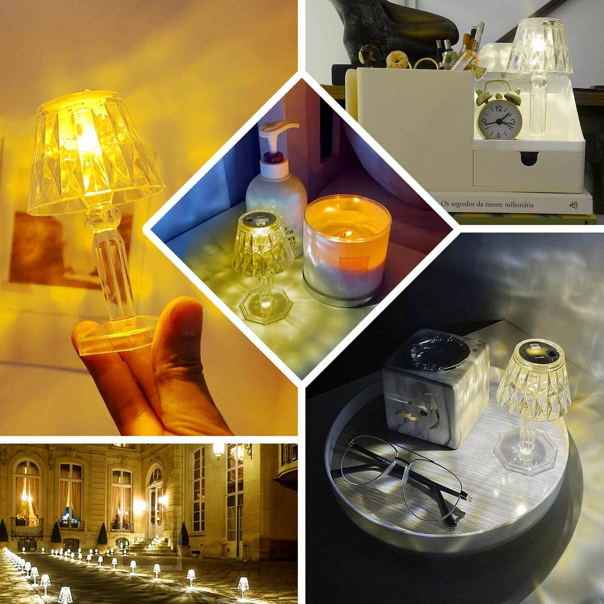 6-Pack 4.5" Crystal Acrylic LED Lamps Clear