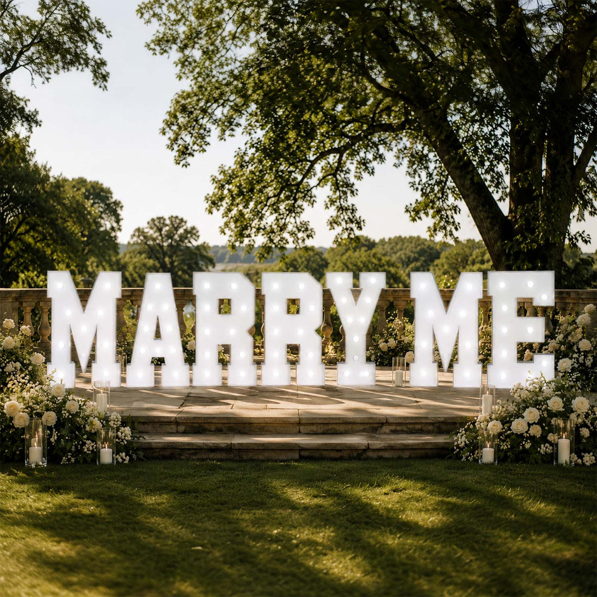 4ft Pre-Cut Foam Board Giant LED Marquee Light Letters MARRY ME White