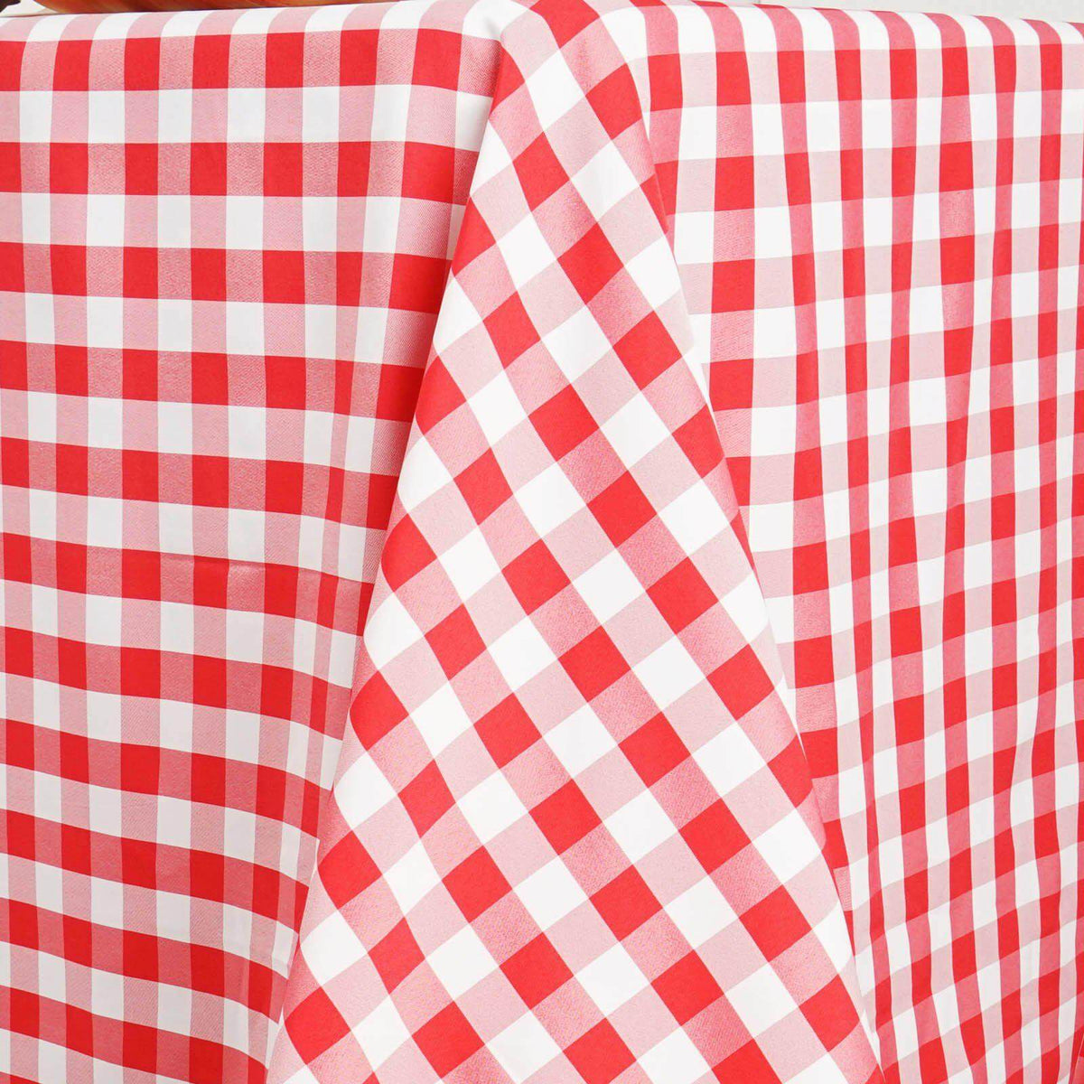 90x132in Rectangular Oblong Polyester Tablecloth White and Red