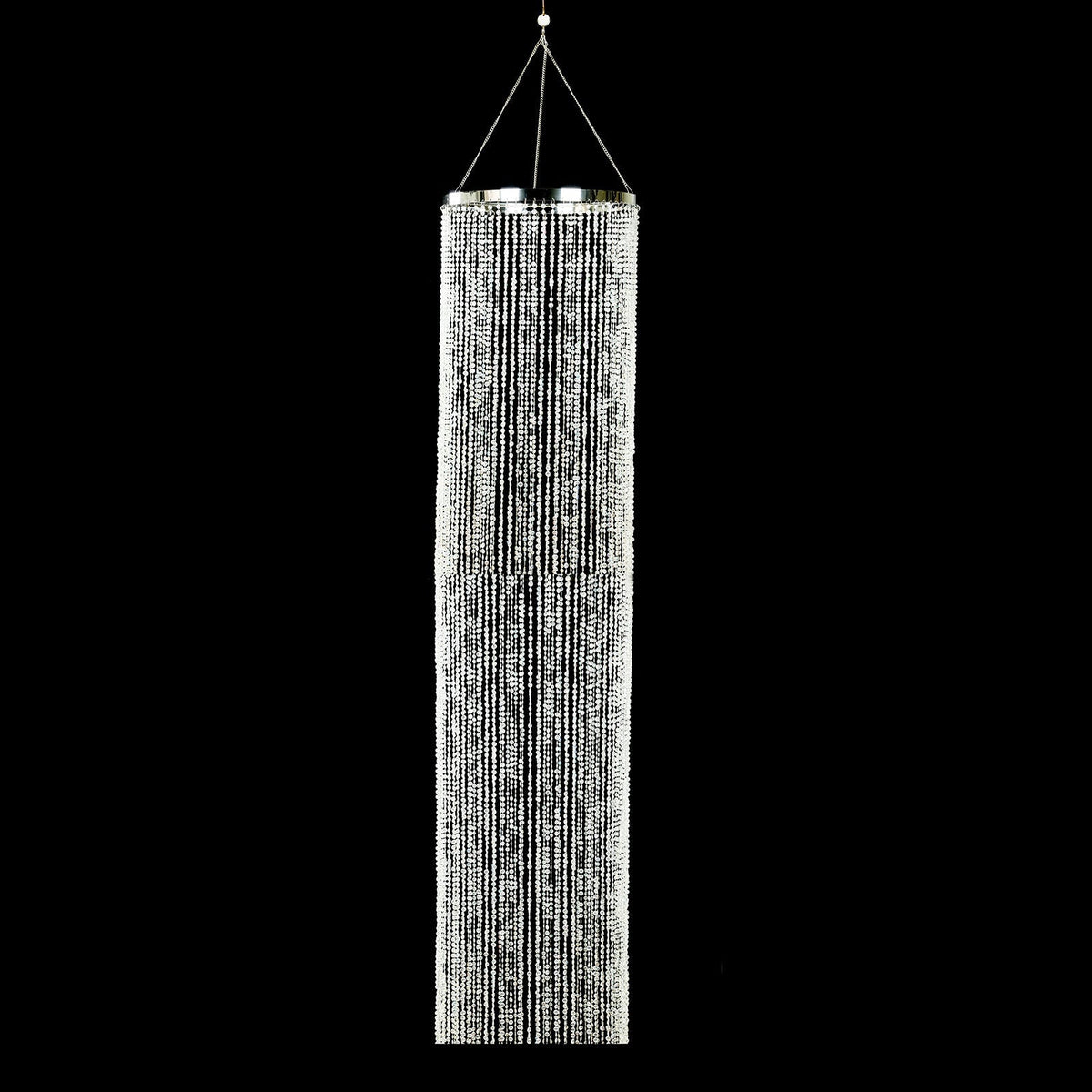 9ft Beaded Crystal Column Chandelier Silver