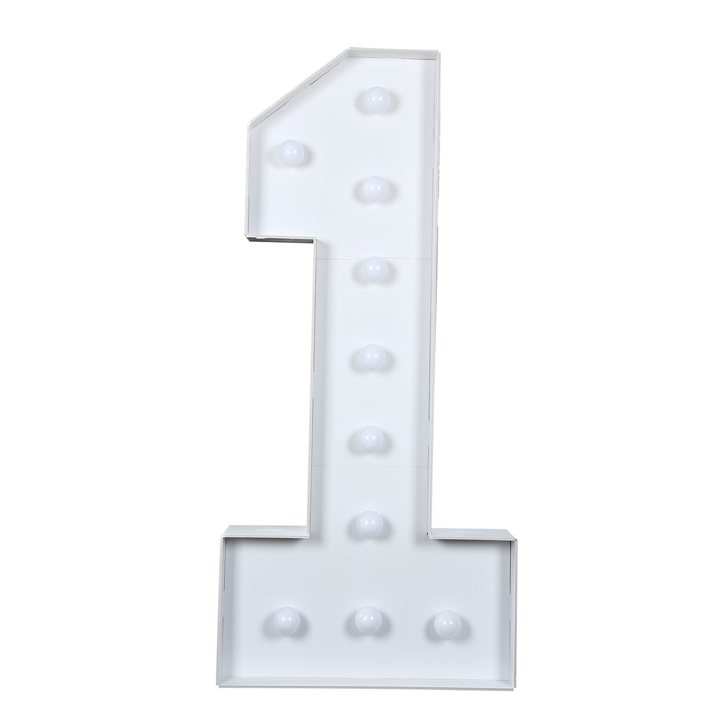 4ft Pre-Cut Foam Board Giant LED Marquee Light Number 1 White