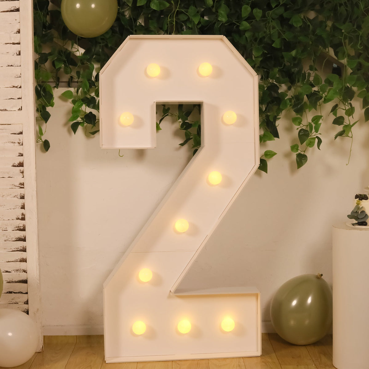 Giant 4ft LED Marquee Light Up Number 2 White Foam Board