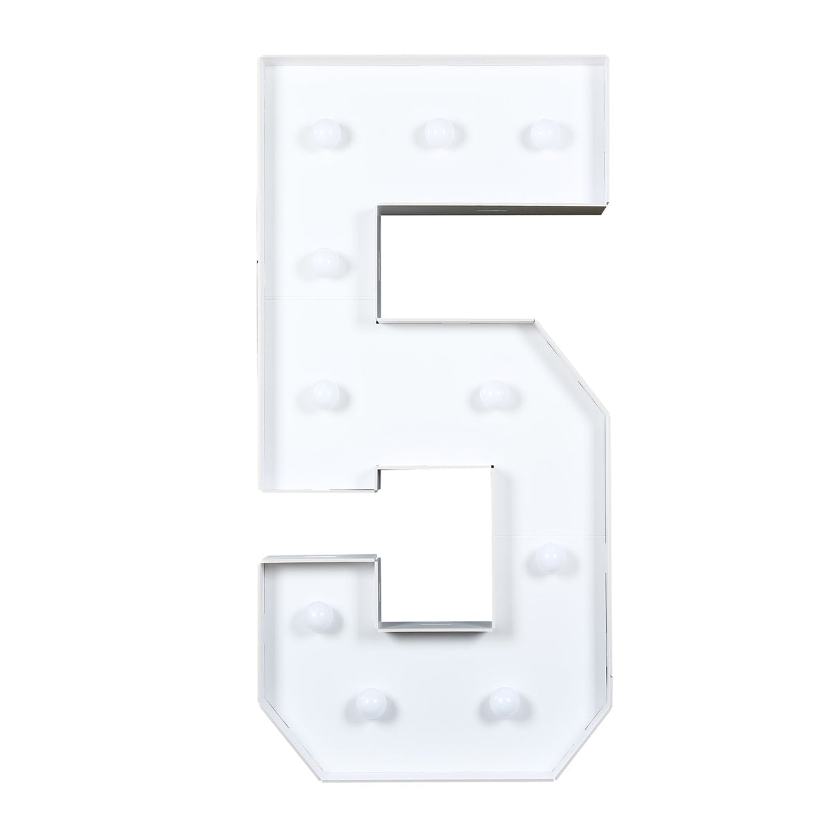 Giant 4ft Marquee Light Up Number 5 White