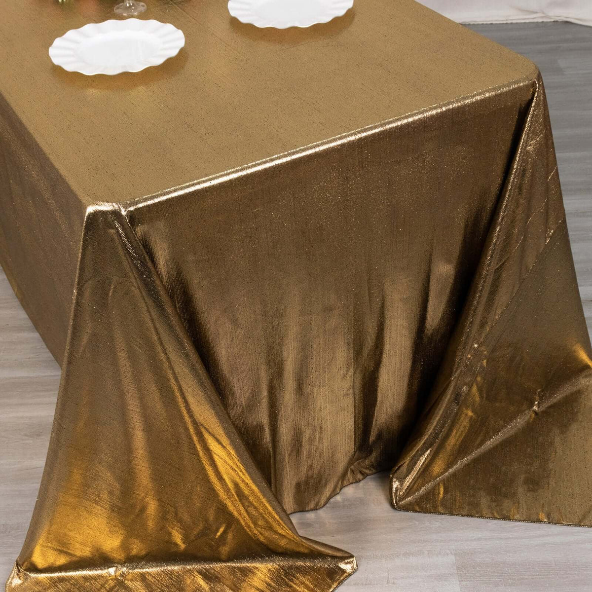 Sequin Dots Polyester Tablecloth 90x132 Antique Gold