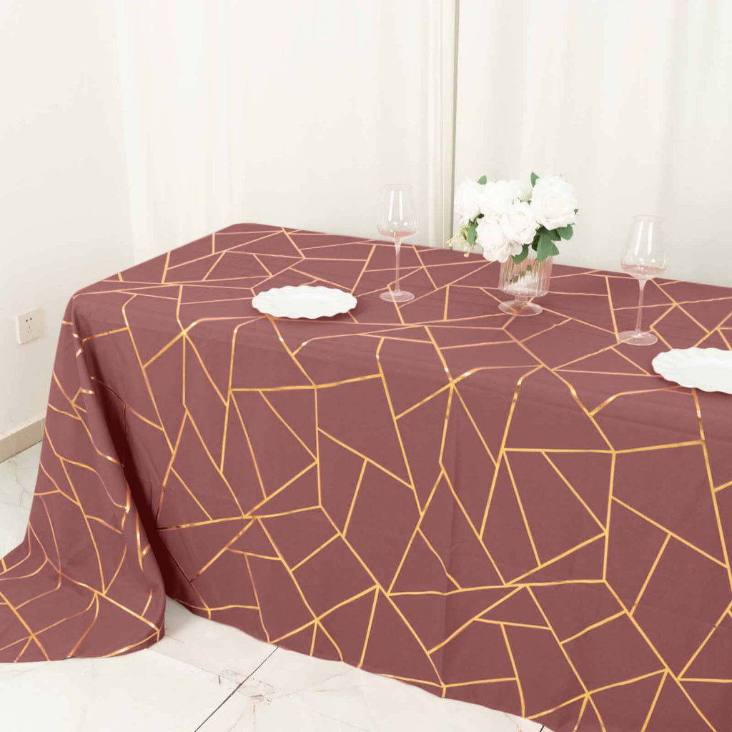 90x132in Rectangular Oblong Polyester Tablecloth Cinnamon Rose
