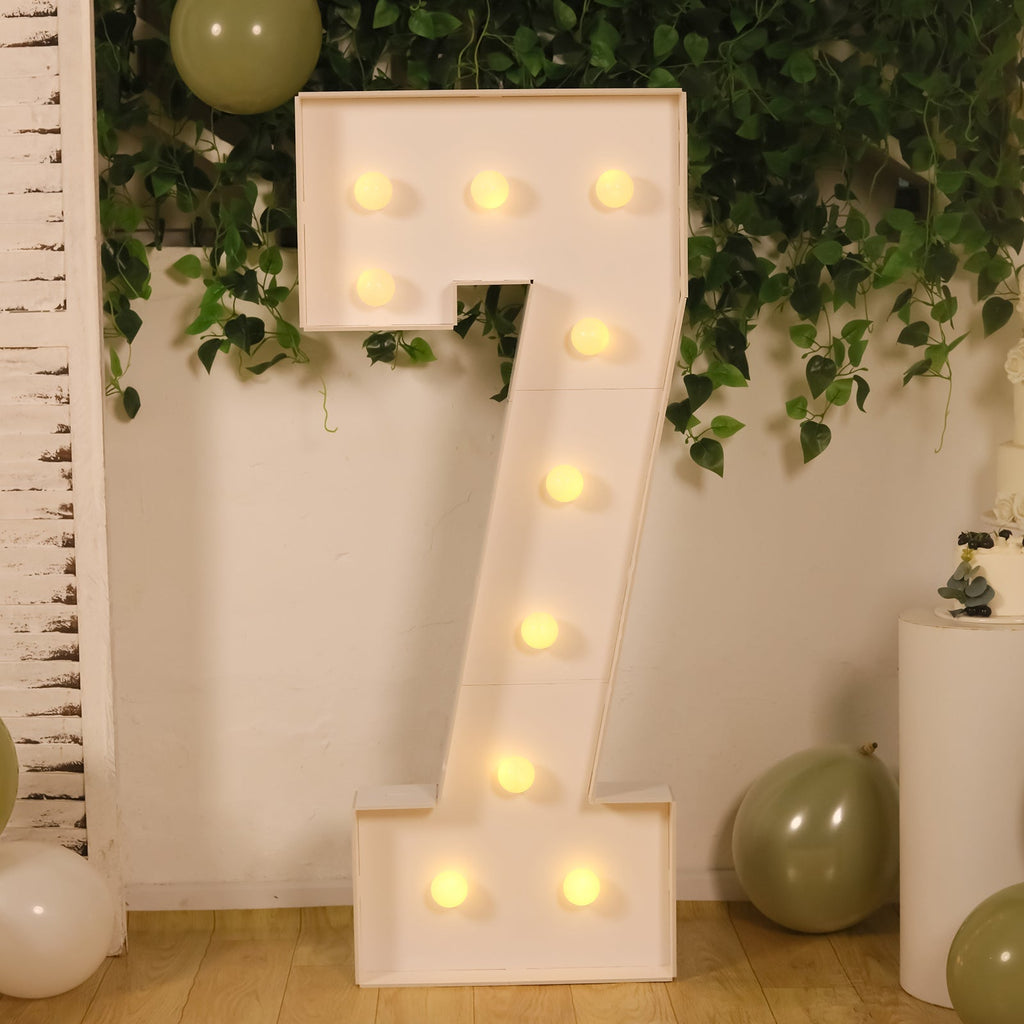 4ft Giant LED Marquee Light Up Number 7 Foam Board White